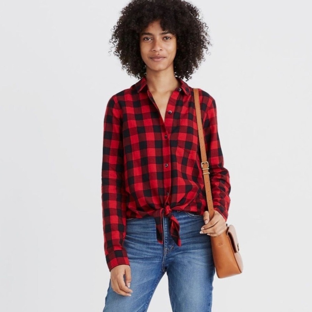 J. Crew Factory Red Buffalo Plaid Flannel Button Down - Size M - Like New